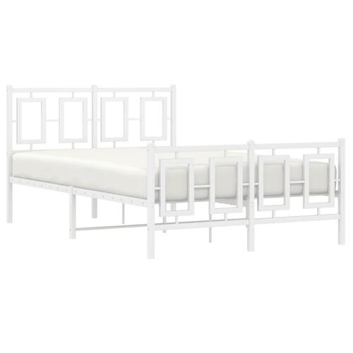 Sengeramme med sengegavl og fodgærde 120x190 cm metal hvid