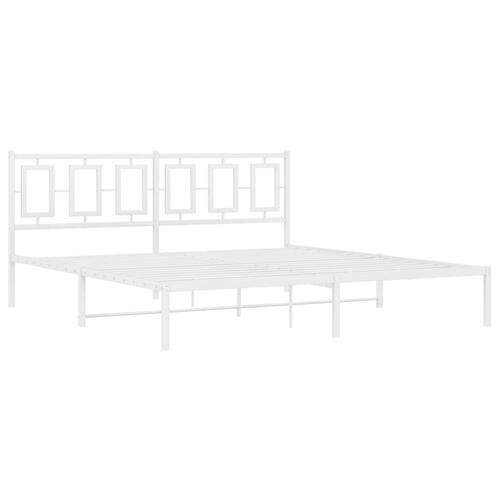 Sengeramme med sengegavl 180x200 cm metal hvid