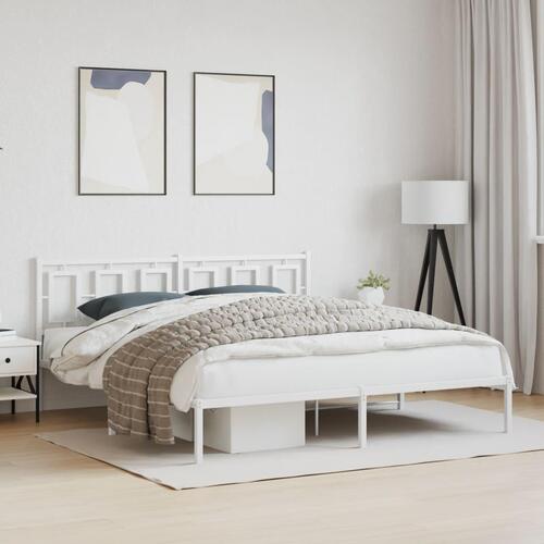 Sengeramme med sengegavl 180x200 cm metal hvid