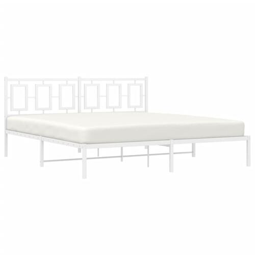 Sengeramme med sengegavl 180x200 cm metal hvid