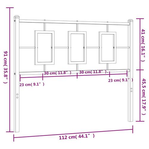 Sengegavl 107 cm metal sort