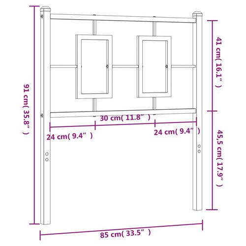 Sengegavl 80 cm metal hvid
