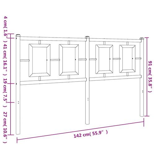 Sengegavl 135 cm metal hvid