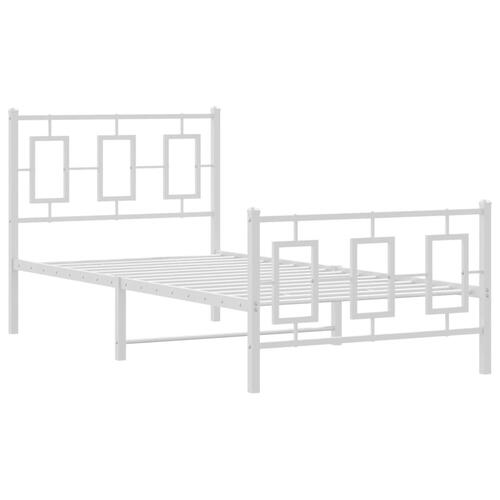 Sengeramme med sengegavl og fodgærde 90x200 cm metal hvid
