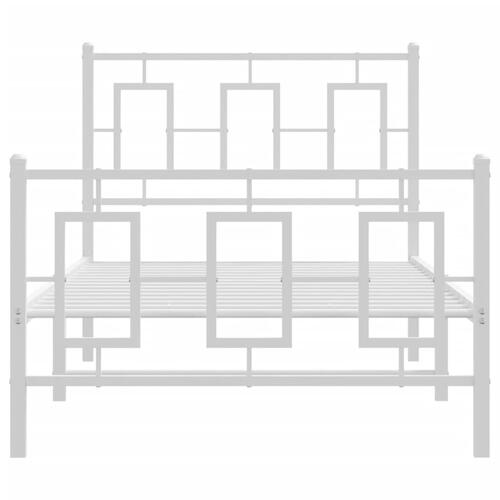 Sengeramme med sengegavl og fodgærde 90x200 cm metal hvid