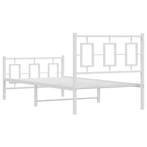 Sengeramme med sengegavl og fodgærde 90x200 cm metal hvid