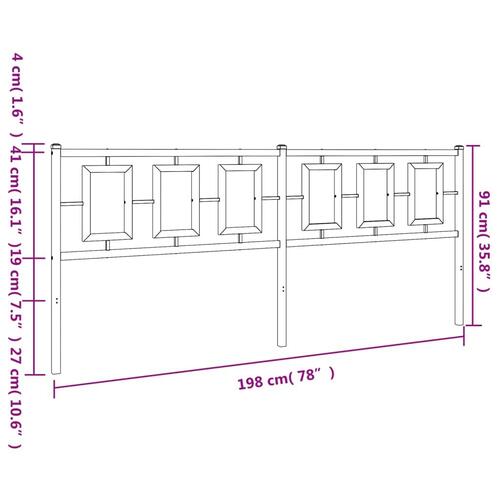 Sengegavl 193 cm metal sort