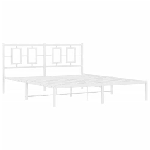 Sengeramme med sengegavl 150x200 cm metal hvid