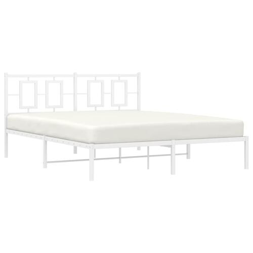 Sengeramme med sengegavl 150x200 cm metal hvid