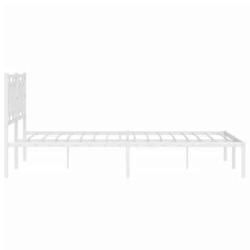 Sengeramme med sengegavl 150x200 cm metal hvid