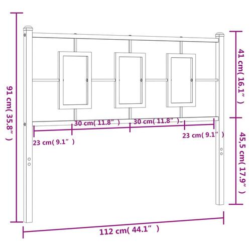 Sengegavl 107 cm metal hvid