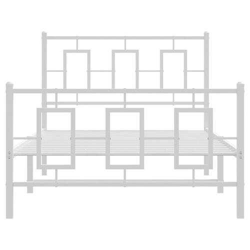 Sengeramme med sengegavl og fodgærde 100x200 cm metal hvid