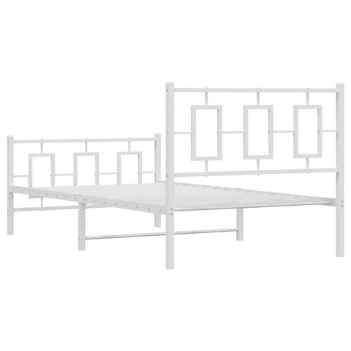 Sengeramme med sengegavl og fodgærde 100x200 cm metal hvid