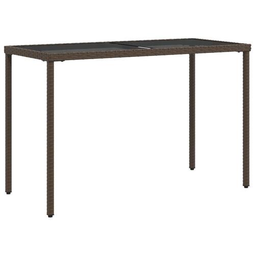 Havebord med glastop 115x54x74 cm polyrattan brun