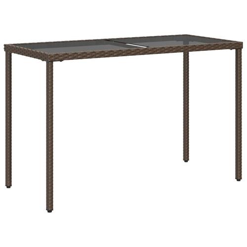 Havebord med glastop 115x54x74 cm polyrattan brun