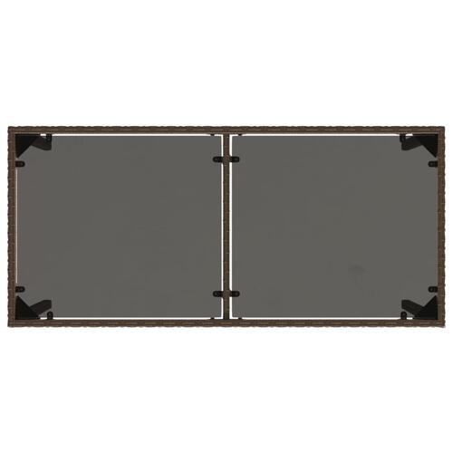 Havebord med glastop 115x54x74 cm polyrattan brun