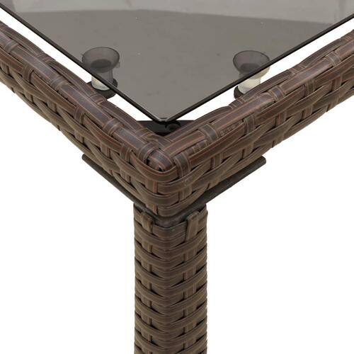 Havebord med glastop 115x54x74 cm polyrattan brun