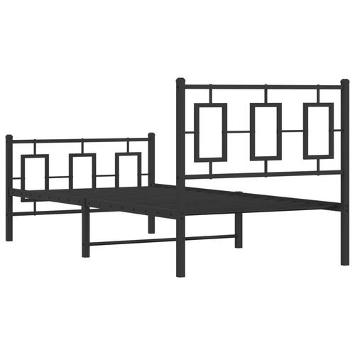 Sengeramme med sengegavl og fodgærde 90x200 cm metal sort