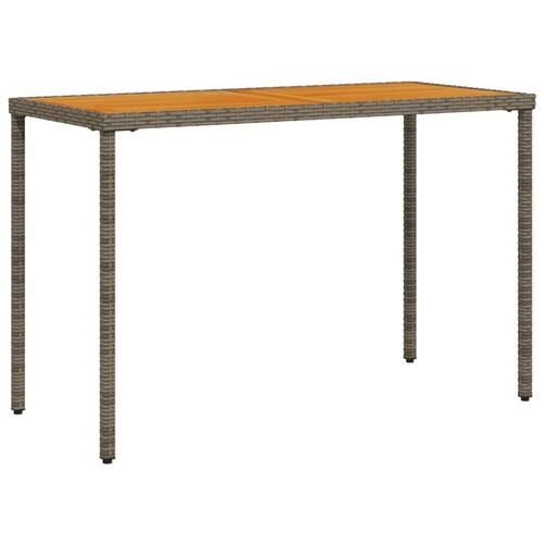 Havebord med top i akacietræ 115x54x74 cm polyrattan grå