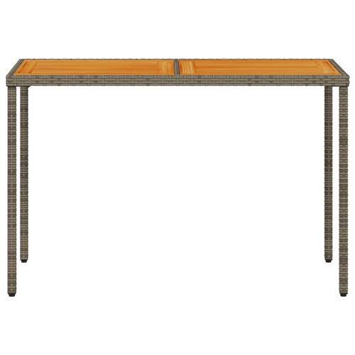 Havebord med top i akacietræ 115x54x74 cm polyrattan grå