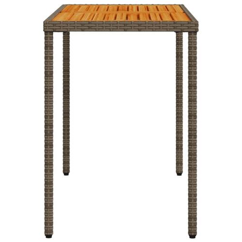 Havebord med top i akacietræ 115x54x74 cm polyrattan grå