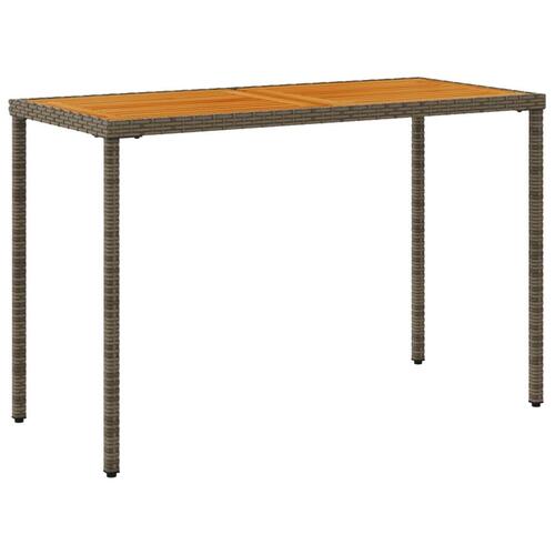 Havebord med top i akacietræ 115x54x74 cm polyrattan grå