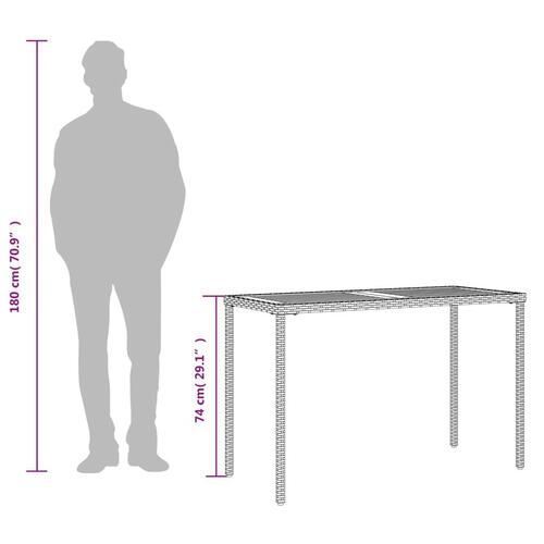 Havebord med top i akacietræ 115x54x74 cm polyrattan grå