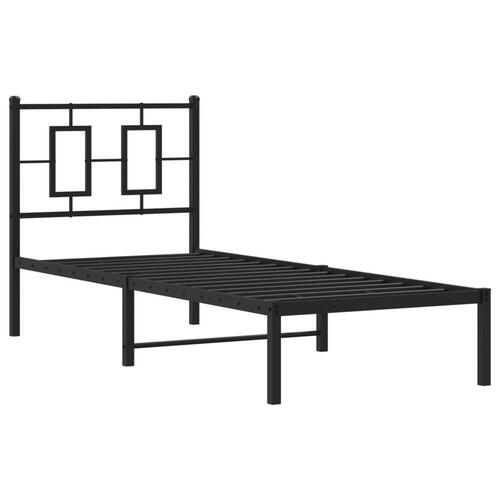 Sengeramme med sengegavl 75x190 cm metal sort