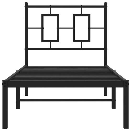 Sengeramme med sengegavl 75x190 cm metal sort