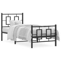 Sengeramme med sengegavl og fodgærde 80x200 cm metal sort