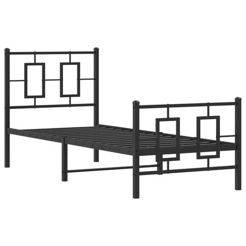 Sengeramme med sengegavl og fodgærde 80x200 cm metal sort