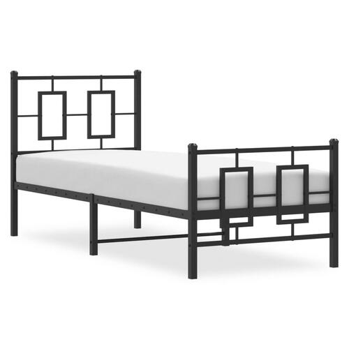 Sengeramme med sengegavl og fodgærde 80x200 cm metal sort