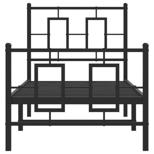 Sengeramme med sengegavl og fodgærde 80x200 cm metal sort