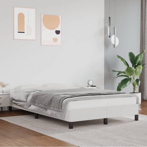 Sengeramme i kunstlæder 120x190 cm - hvid enkeltseng uden madras