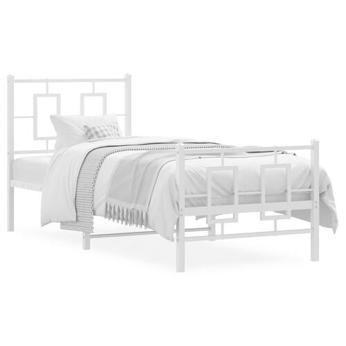 Sengeramme med sengegavl og fodgærde 80x200 cm metal hvid