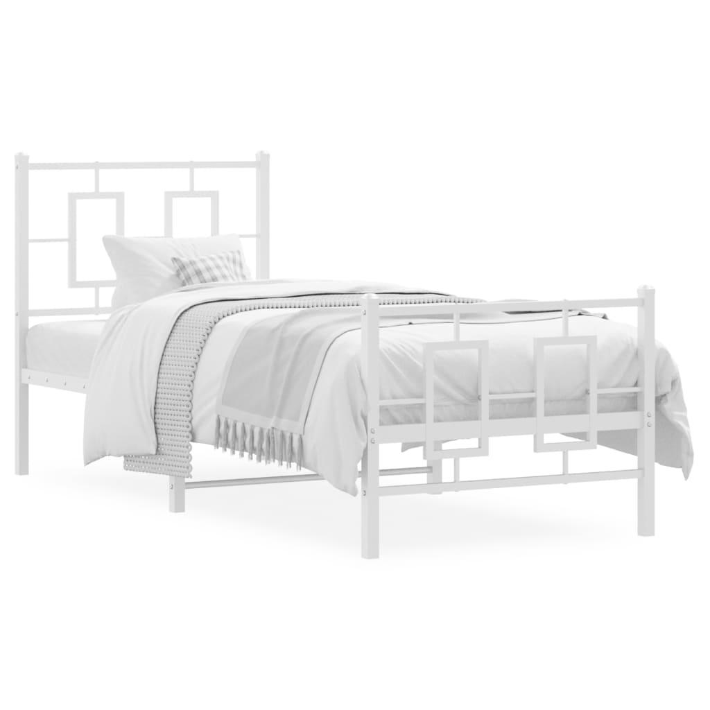 Sengeramme med sengegavl og fodgærde 80x200 cm metal hvid