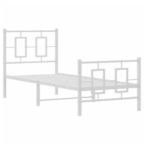 Sengeramme med sengegavl og fodgærde 80x200 cm metal hvid