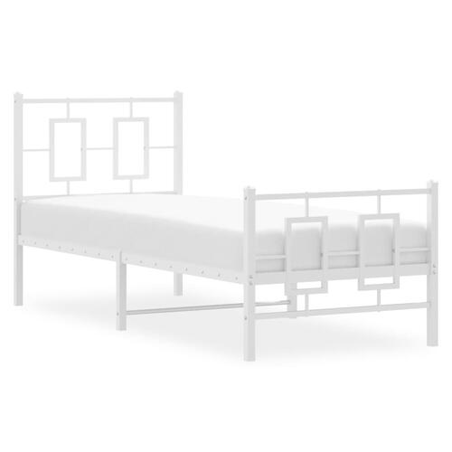 Sengeramme med sengegavl og fodgærde 80x200 cm metal hvid