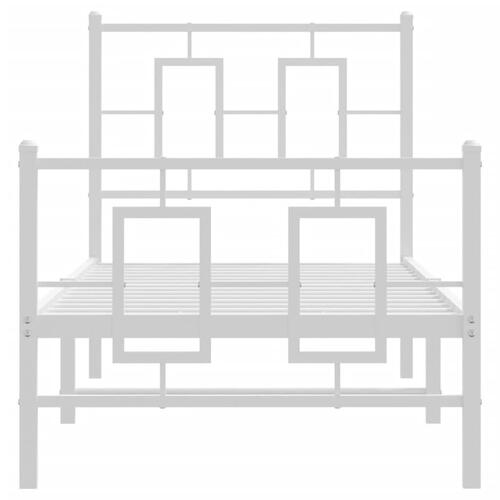 Sengeramme med sengegavl og fodgærde 80x200 cm metal hvid