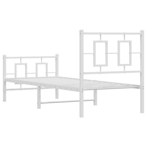 Sengeramme med sengegavl og fodgærde 80x200 cm metal hvid