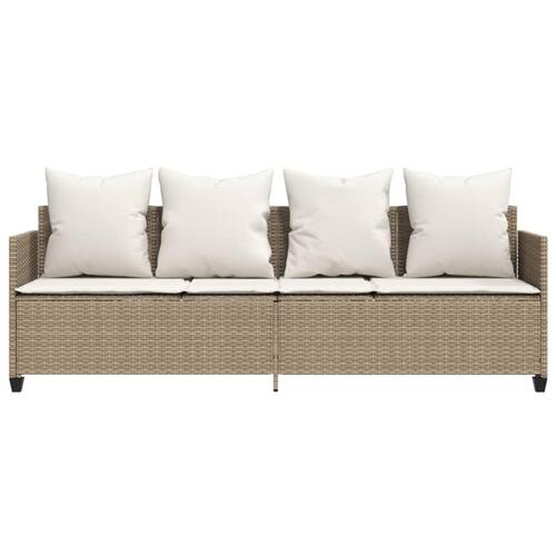 Loungesofa med hynder polyrattan beige