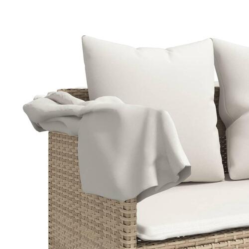 Loungesofa med hynder polyrattan beige