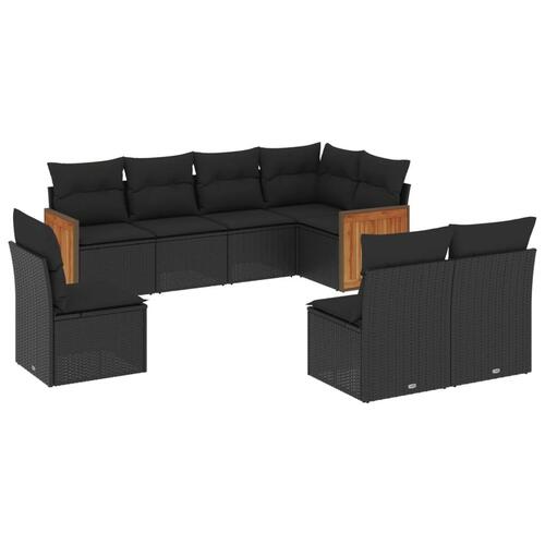 Sofasæt til haven 8 dele med hynder polyrattan sort