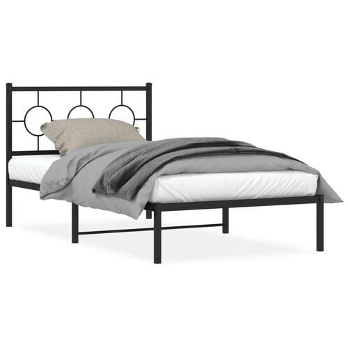 Sengeramme med sengegavl 100x190 cm metal sort