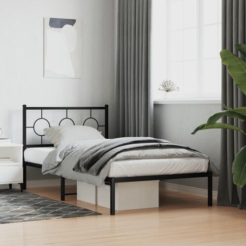 Sengeramme med sengegavl 100x190 cm metal sort