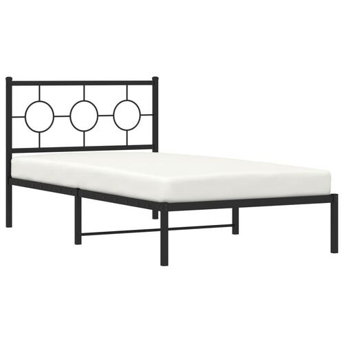 Sengeramme med sengegavl 100x190 cm metal sort