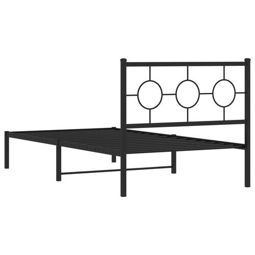 Sengeramme med sengegavl 100x190 cm metal sort