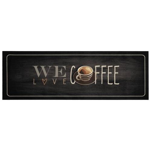 Køkkentæppe 60x180 cm kaffedesign vaskbart velour