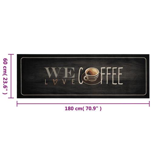 Køkkentæppe 60x180 cm kaffedesign vaskbart velour