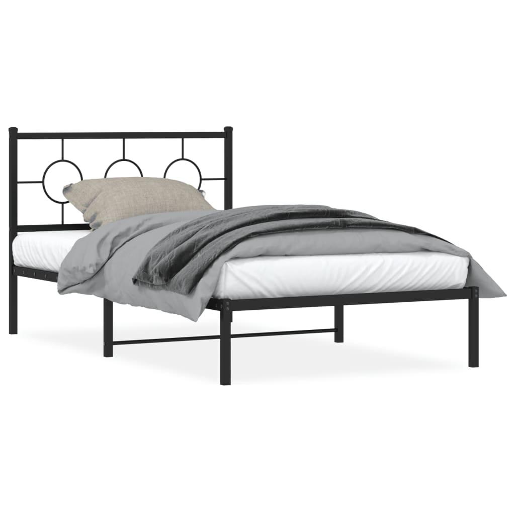 Sengeramme med sengegavl 107x203 cm metal sort